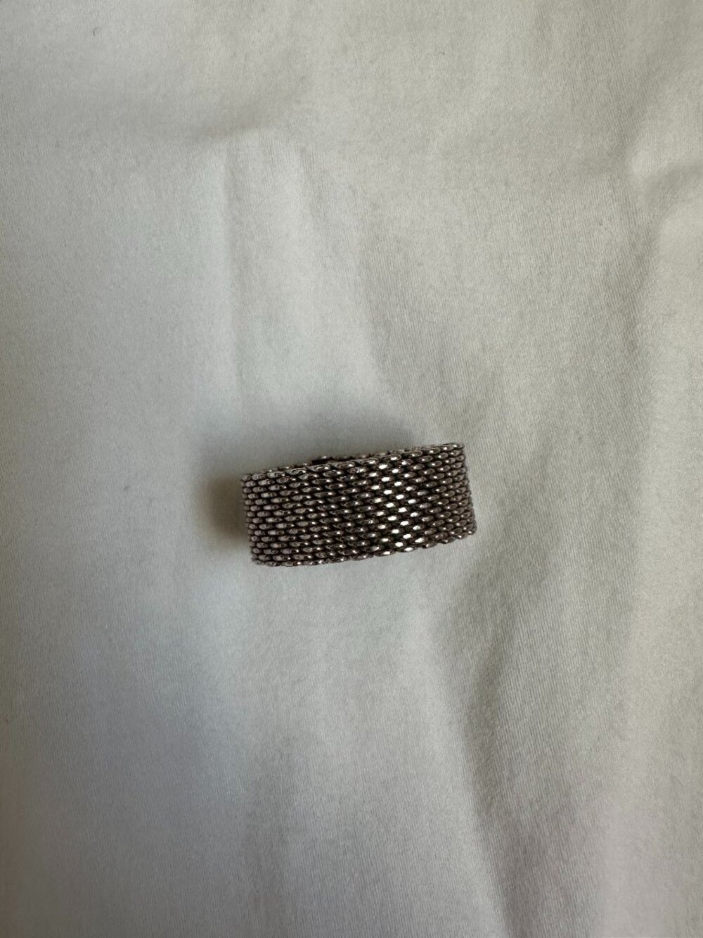 Vintage Sterling Silver Wide Woven Mesh Statement Ring